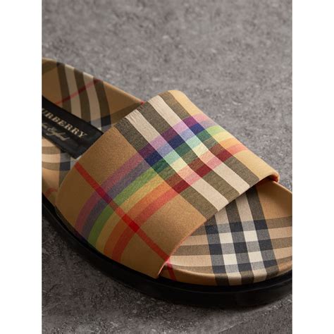 burberry vintage check slides women's|burberry check slides for women.